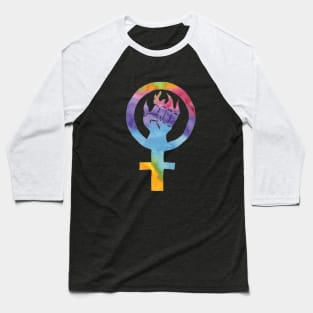 Rainbow Feminist Fist Baseball T-Shirt